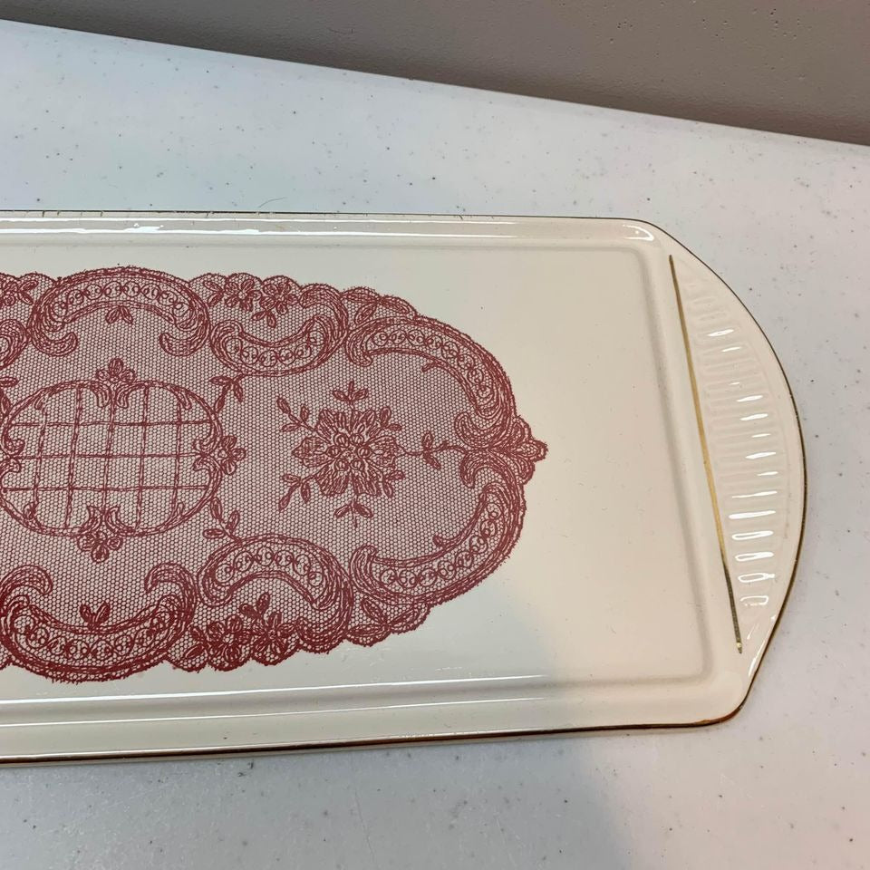Ceramic Gold Trimmed Cheese Platter