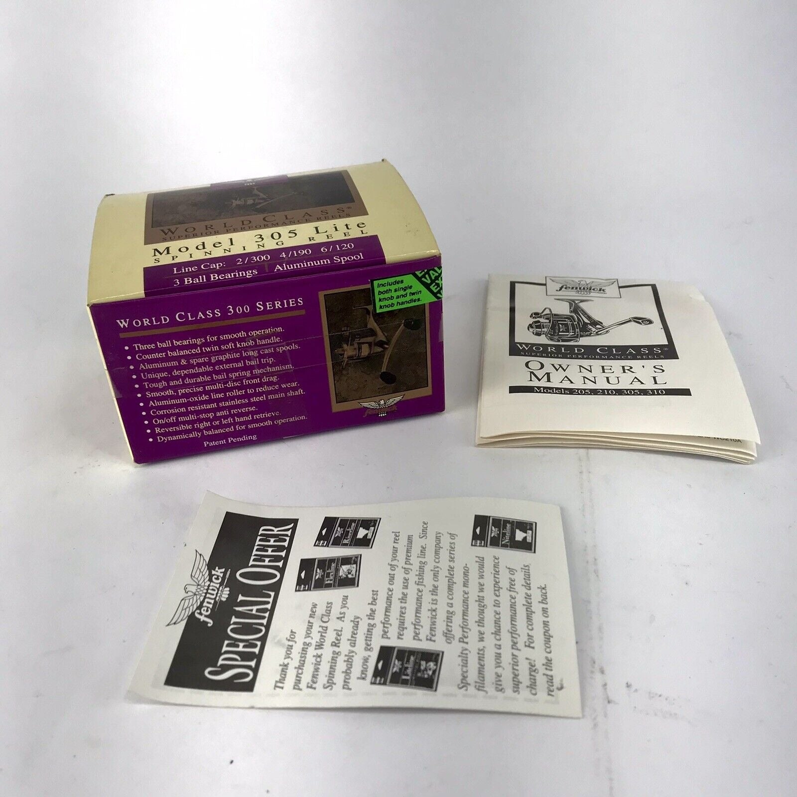 Vintage Fenwick 305 Lite Spinning Reel Box & Papers ONLY, NO REEL – Sunrise  Pickers