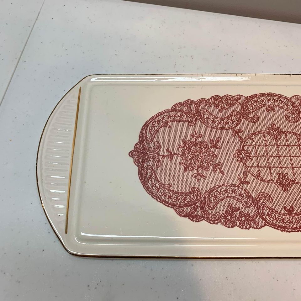 Ceramic Gold Trimmed Cheese Platter