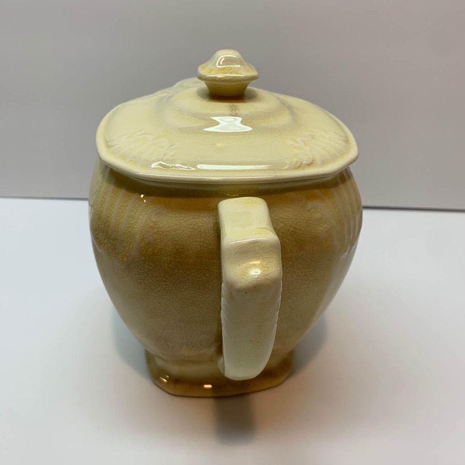 1932 Vintage Crown Potteries Company Yellow Lidded Pitcher