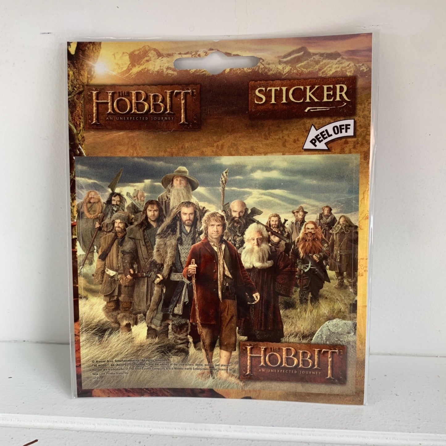 The Hobbit: An Unexpected Journey Bilbo & Dwarves Peel Off Sticker Decal, UNUSED