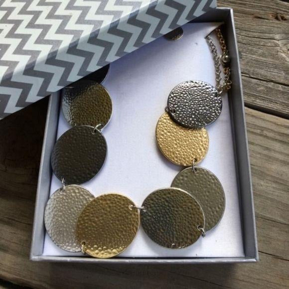 NEW Mixed Metals Circle Necklace & Earrings Set