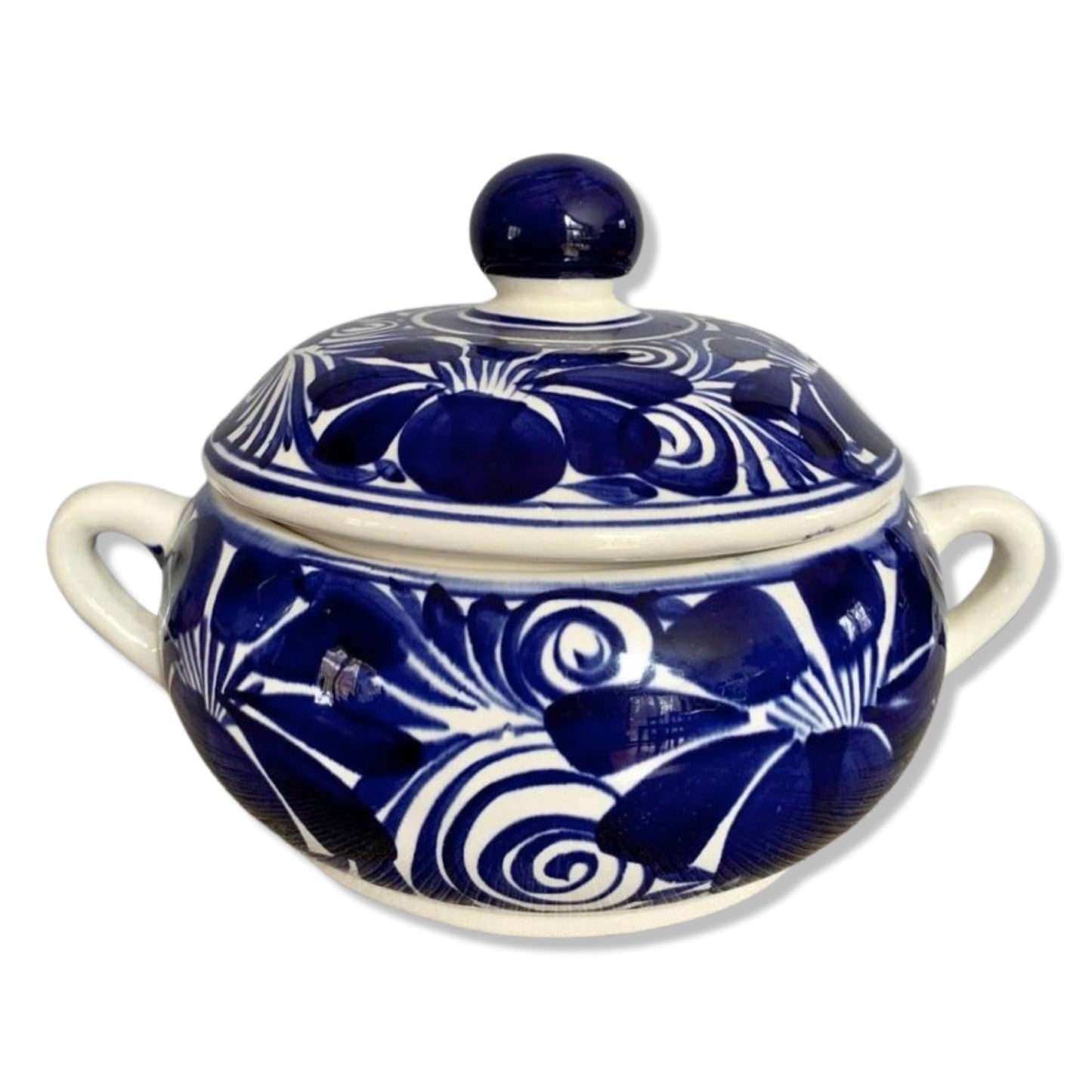 Blue and White Ceramic Soup Tureen Floral