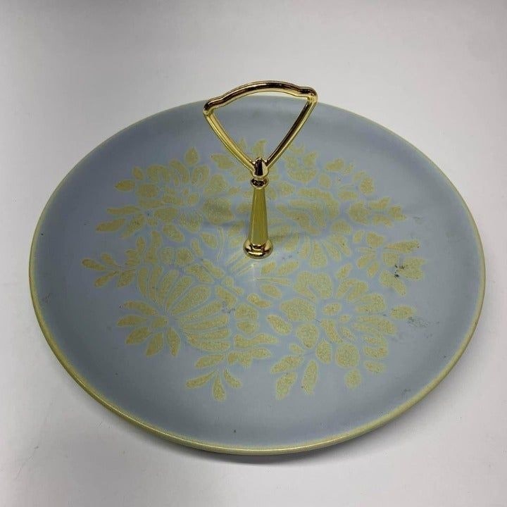 Red Wing Pottery #216 Blue Floral Tidbit Tray Plate