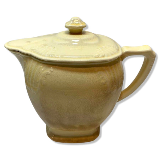 1932 Vintage Crown Potteries Company Yellow Lidded Pitcher