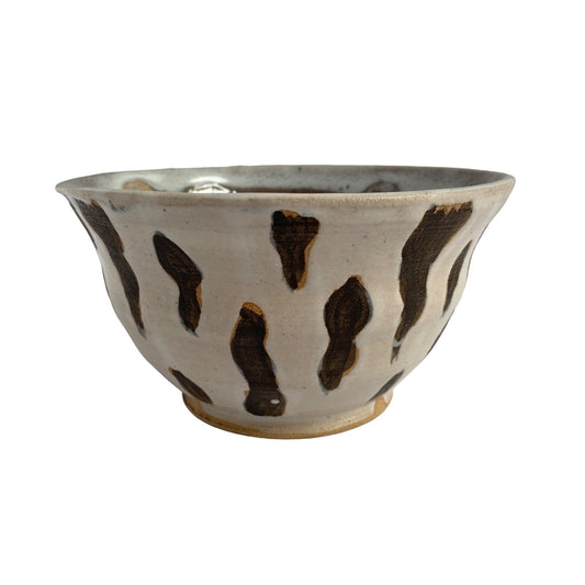 Amateur Pottery Small Bowl Striped Glazed