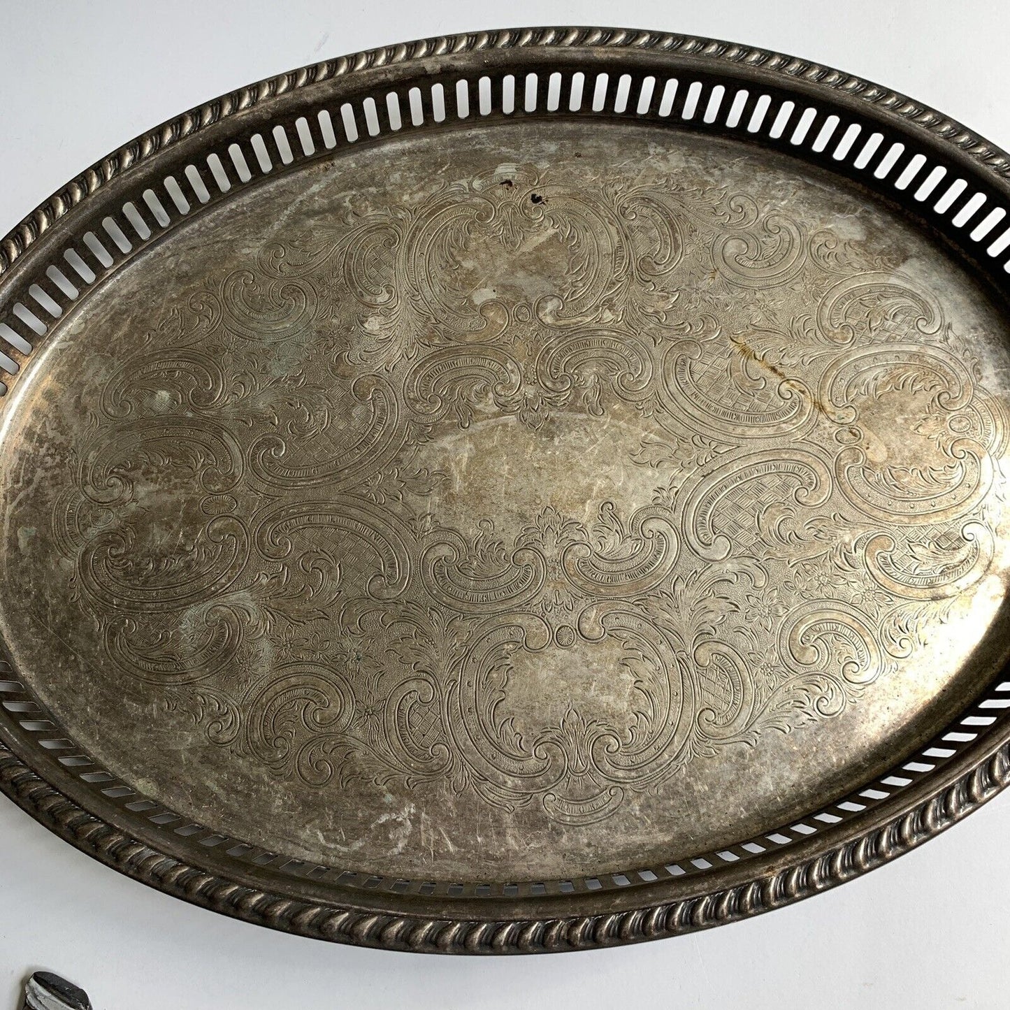 Kirk's Silver Guild A-1 Footed Serving Tray Vintage Broken Handle