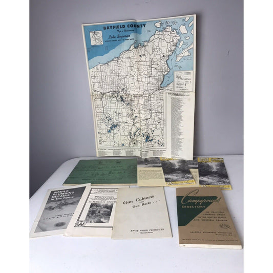 Lot Vintage Wisconsin Literature, Maps, Brochures AAA Directory & Other Ephemera