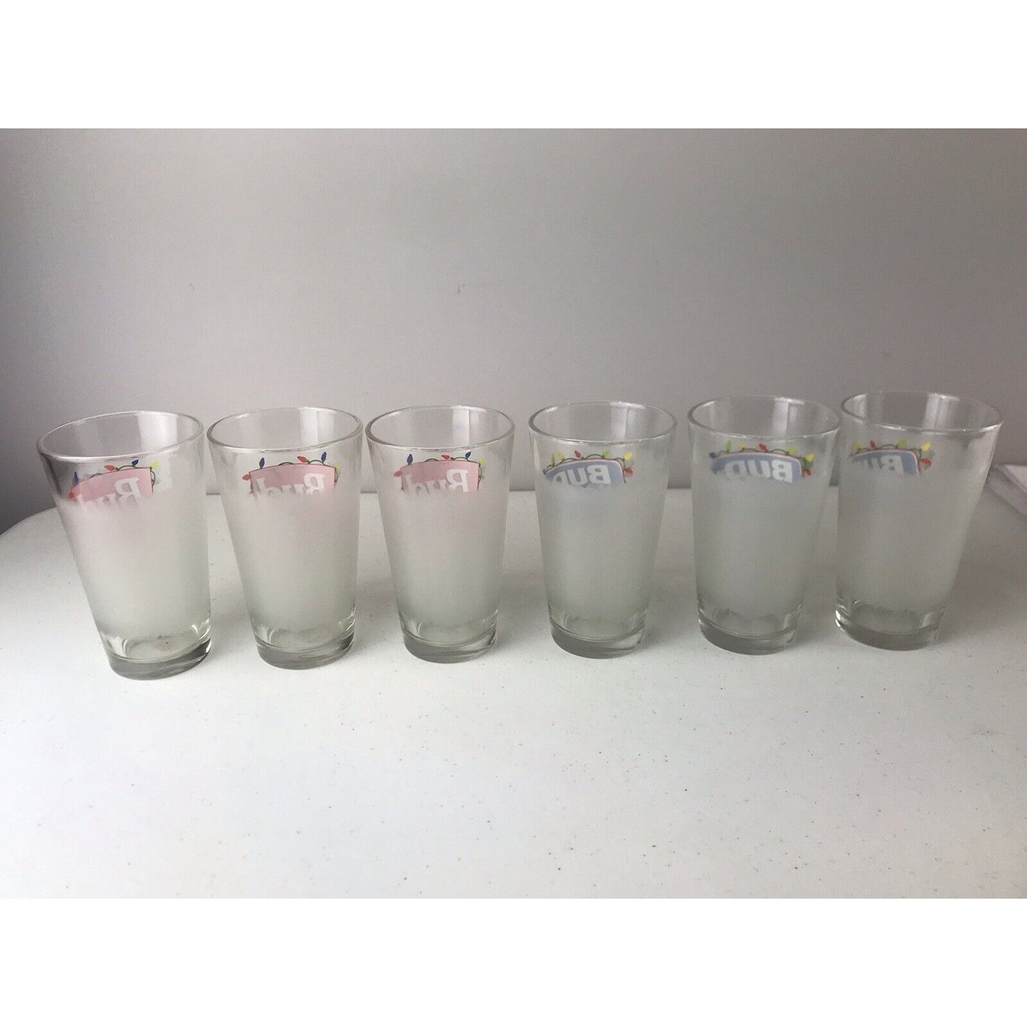 Set Of 6 Budweiser Seasons Greetings Bud King Of Beers & Bud Light Glasses