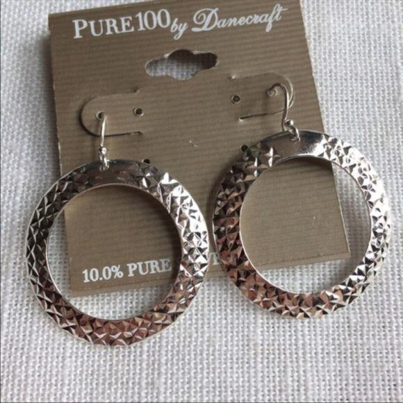 New 10.0% Pure Silver Textured Hoop Earring