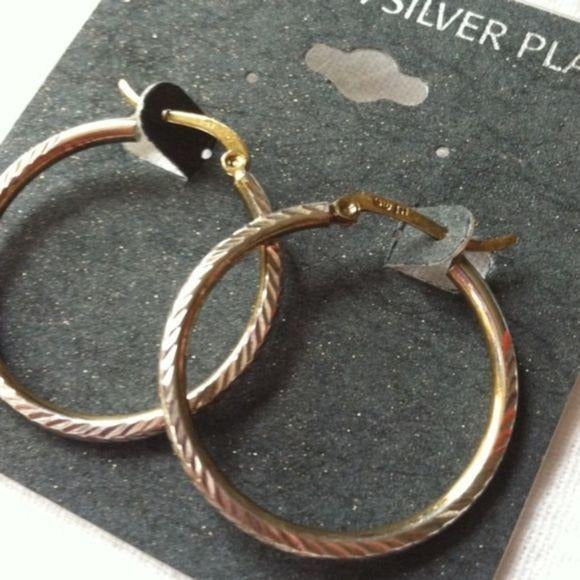New Silver Plate Hoop Earrings