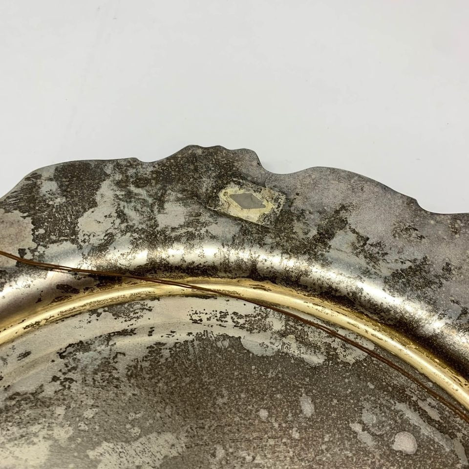 Vintage Silverplate Vanity Display Mirror Footed