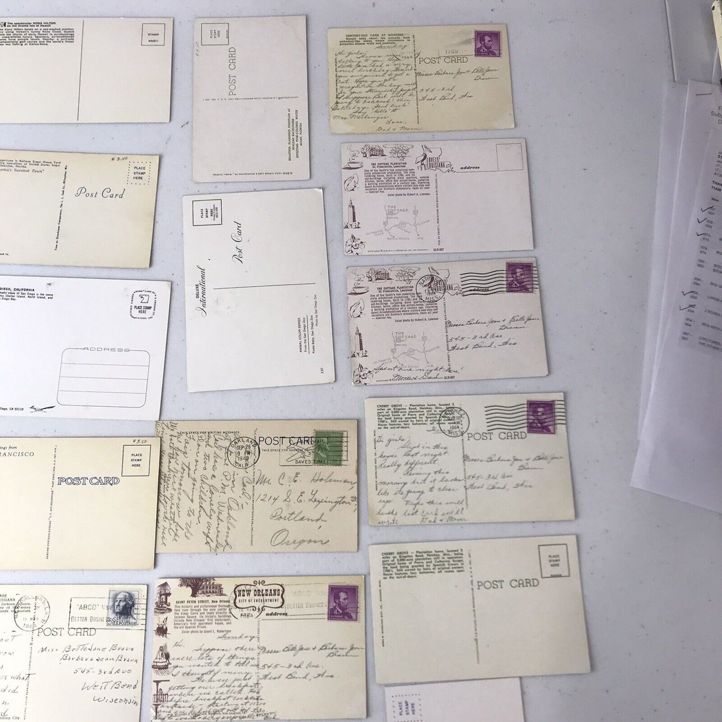 Lot 26 Vintage Postcards: Tropical States- New Orleans, LA, CA, TX, HI, etc.