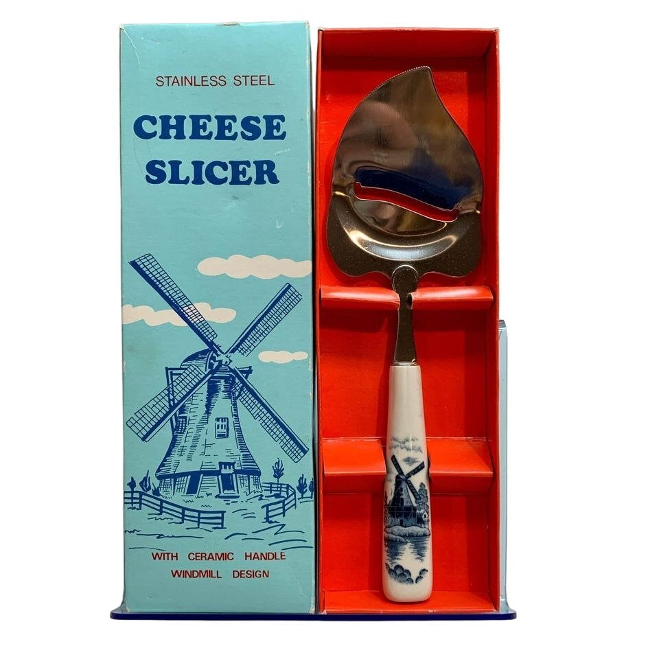 Vintage Kaasschaaf Cheese Slicer Windmill Design Stainless Steel Ceramic Handle