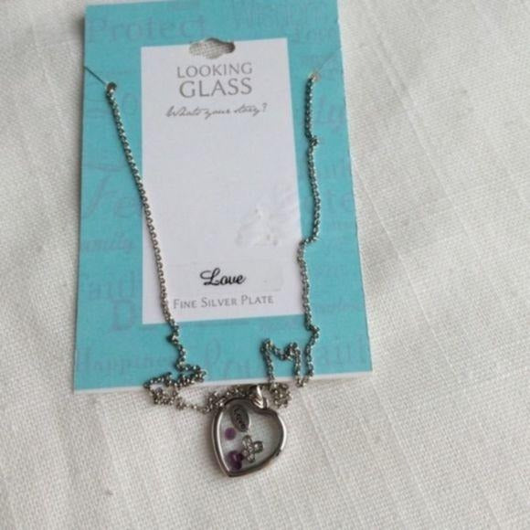 New Looking Glass Silver Plate Love Charm Necklace