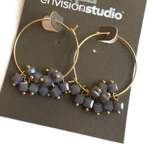 New Envision Studio Stone Hoop Earrings