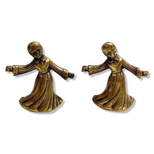Vintage Brass Dutch Girls Pair of 2