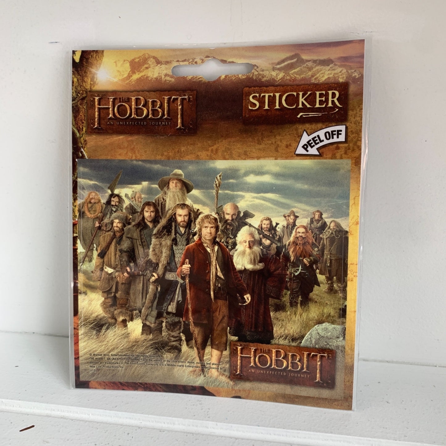 The Hobbit: An Unexpected Journey Bilbo & Dwarves Peel Off Sticker Decal, UNUSED