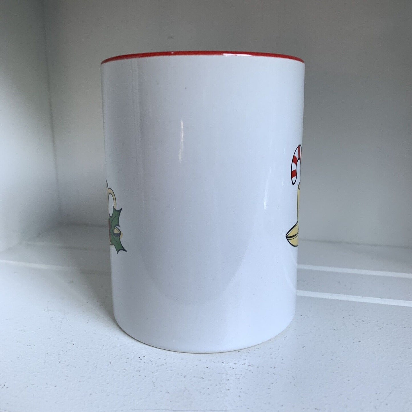 Friend's Central Perk Christmas Candy Cane Holly Large Coffee Mug Ceramic