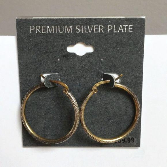 New Silver Plate Hoop Earrings