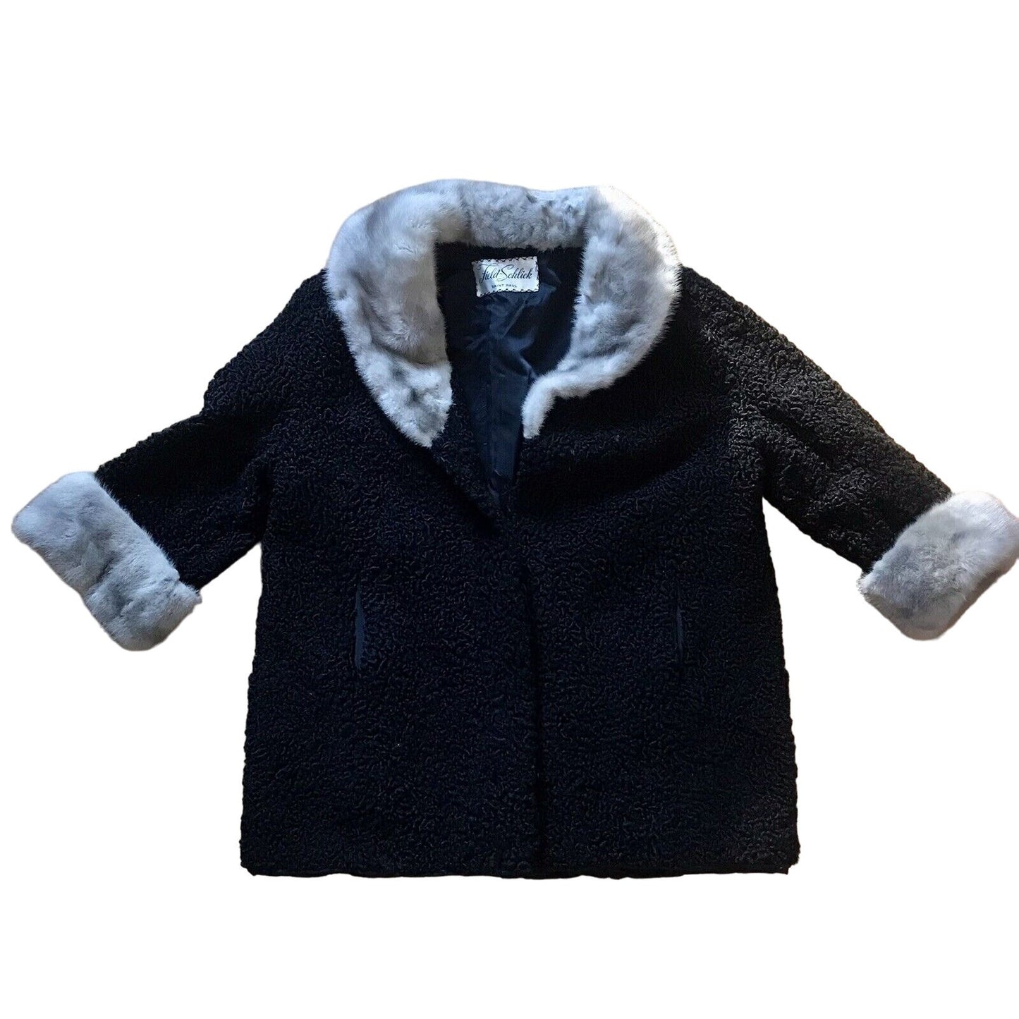 Vintage 1930's-1940's Field & Schlick Lambswool Jacket w/ Fur Cuffs & Collar