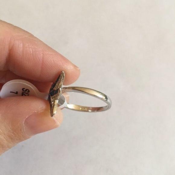 New Blue Fire Opal Starfish Ring Silver