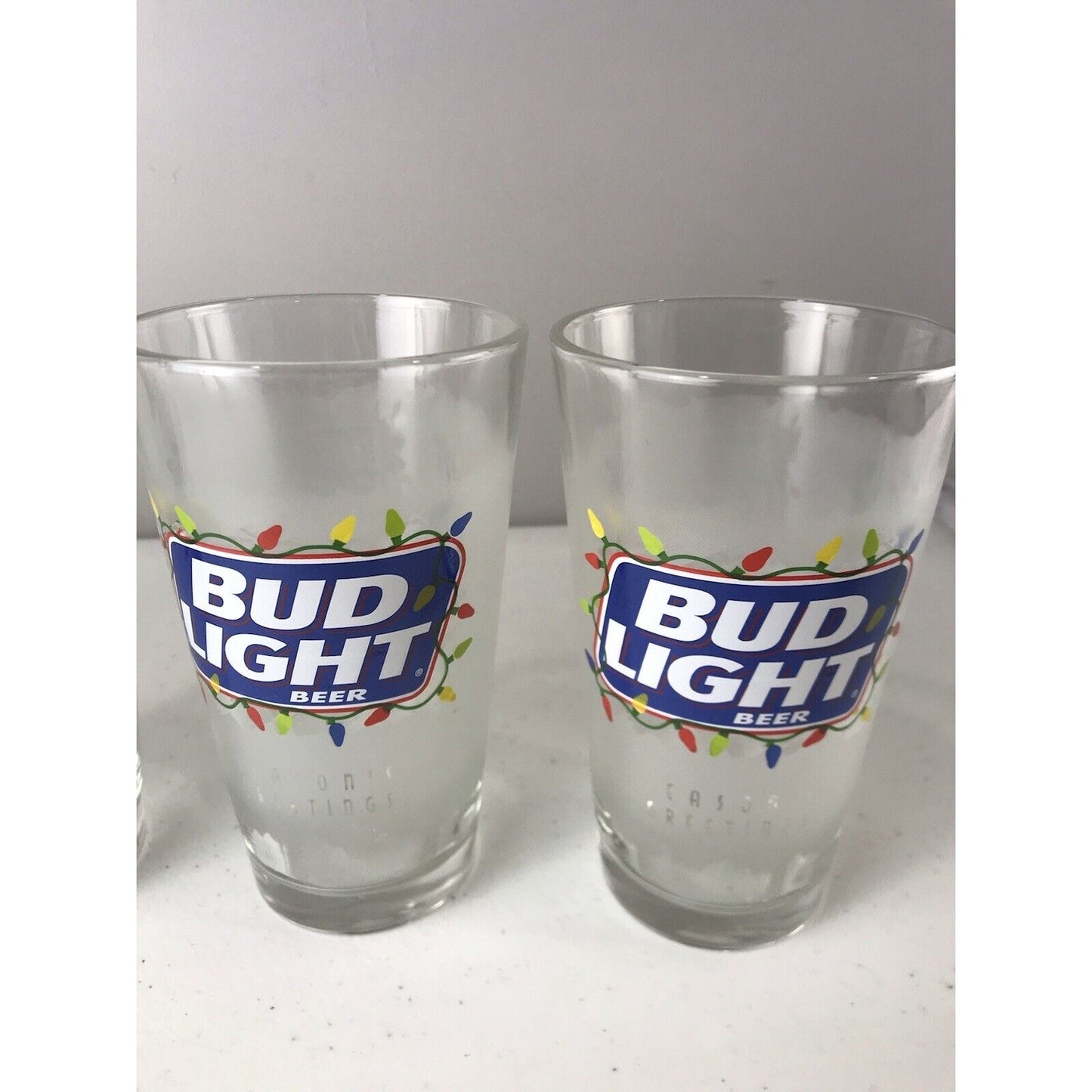 Set Of 6 Budweiser Seasons Greetings Bud King Of Beers & Bud Light Glasses