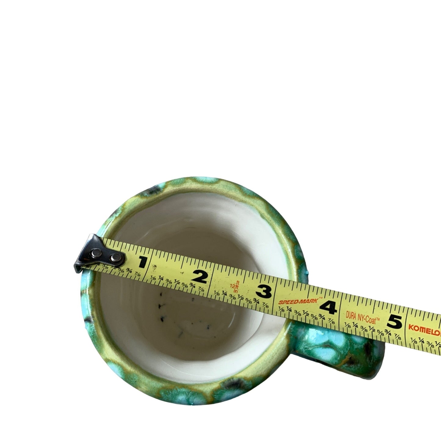 Vintage Drip Glaze Green Blue Ceramic Coffee Mug 1980