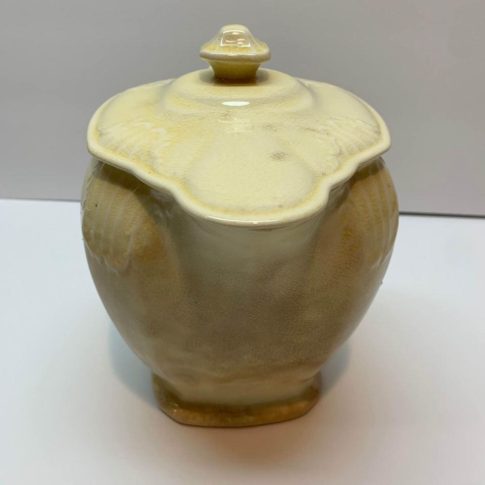 1932 Vintage Crown Potteries Company Yellow Lidded Pitcher