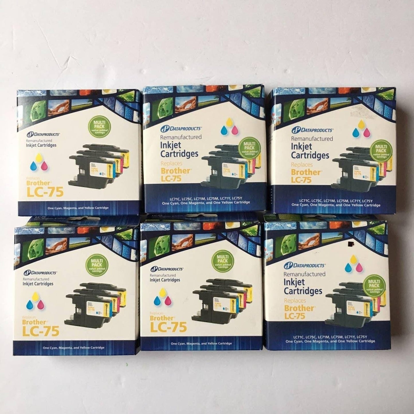 Brother LC-75 remanufactured toner lot Cyan Magenta Yellow