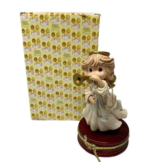 Precious Moments 181404L Angel with Trumpet Musical Silent Night In Box