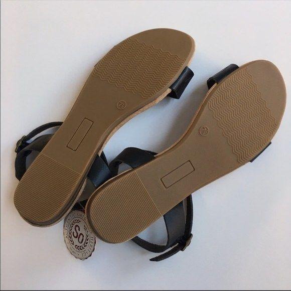 New SO Women’s Ankle Strap Sandals Black