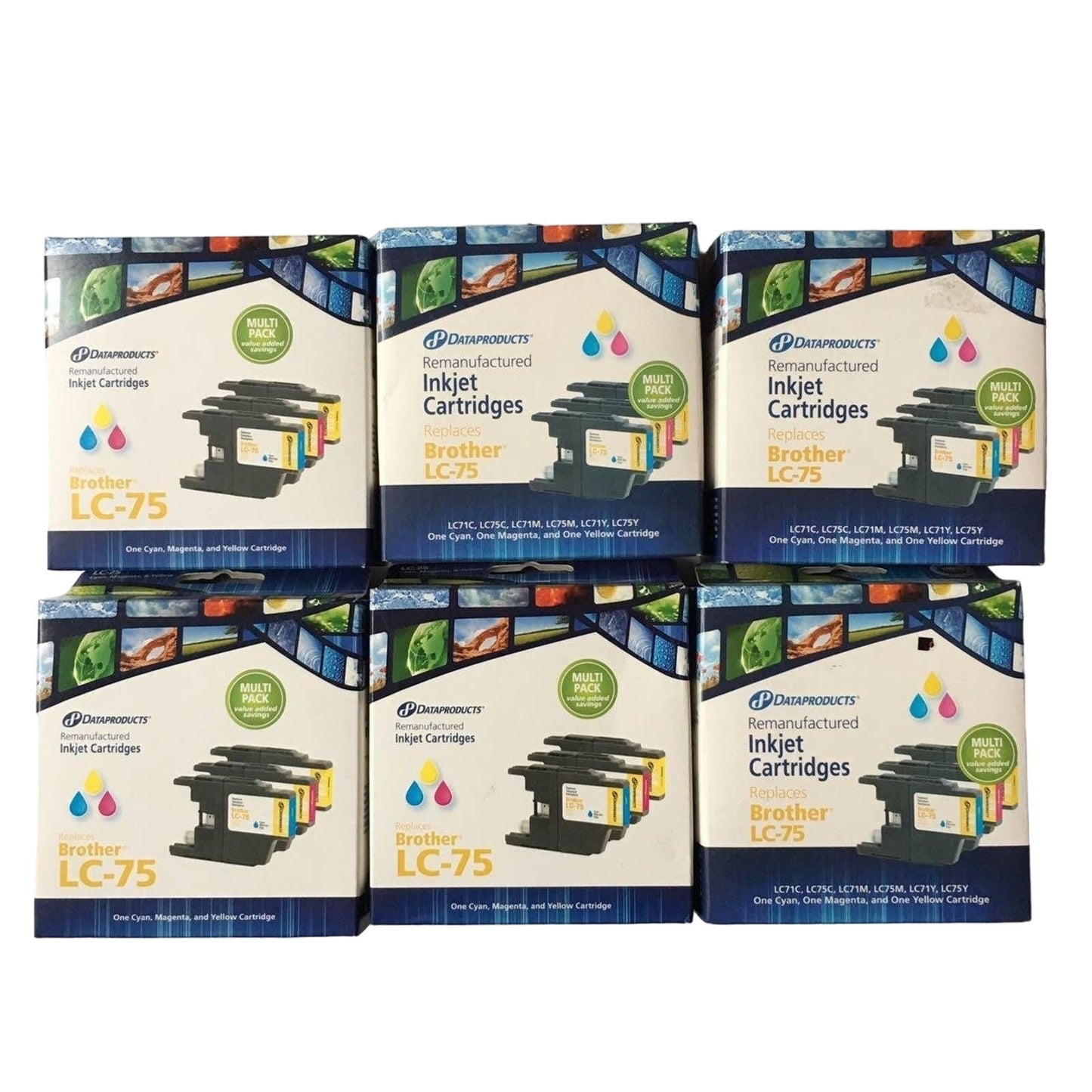Brother LC-75 remanufactured toner lot Cyan Magenta Yellow