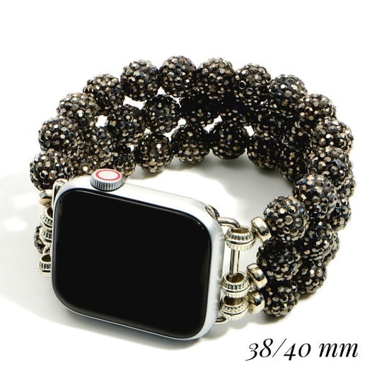 NEW Hematite Beaded Apple Watch Band Bracelet