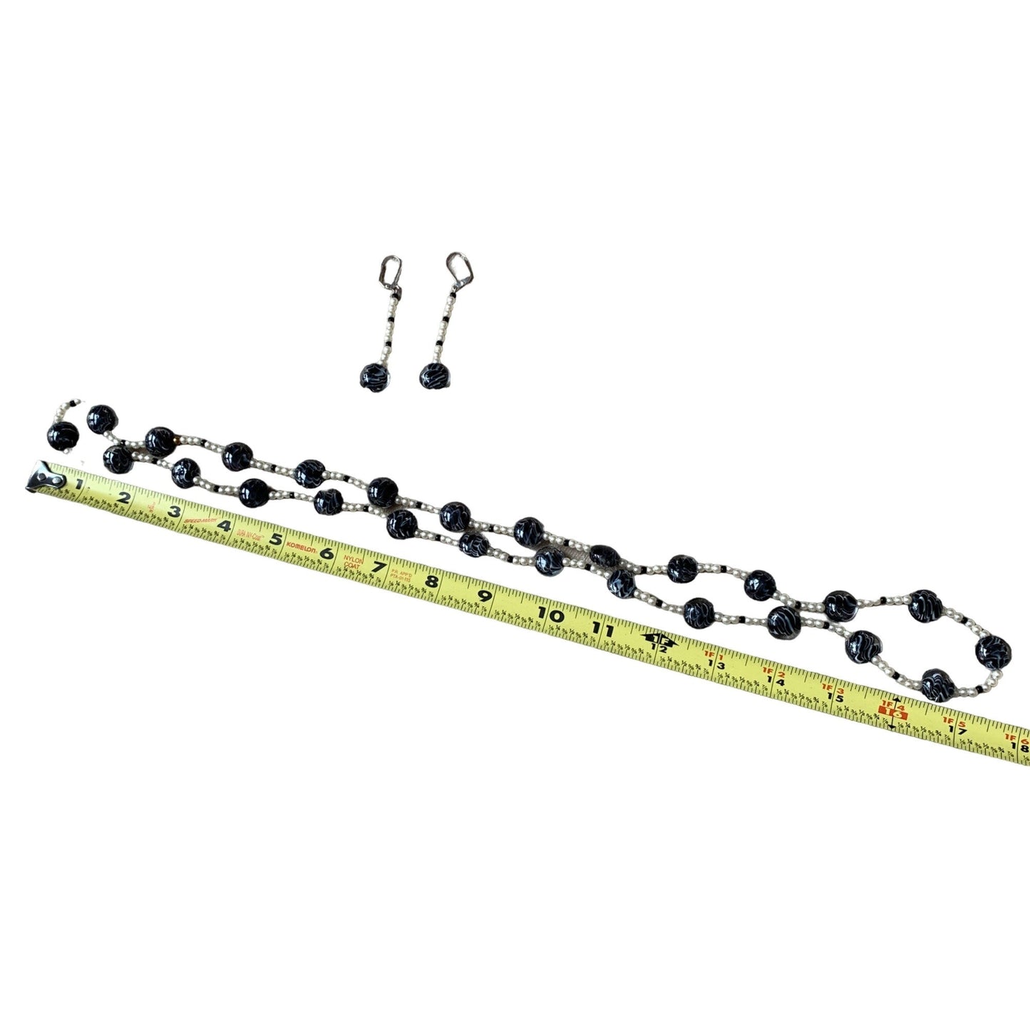 Vintage Glass Bead & Faux Pearl Necklace & Earrings Set