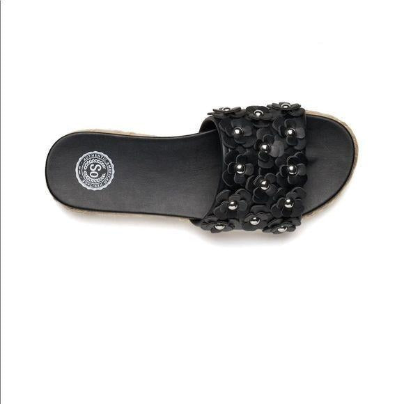 New SO Pompane Blush Slide Sandals Floral