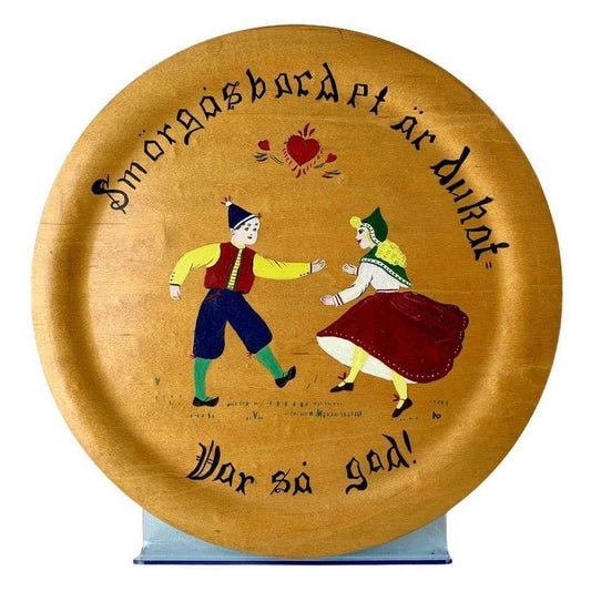 Smorgasbordet ar dukat Wooden Dutch Painted Plate Vintage