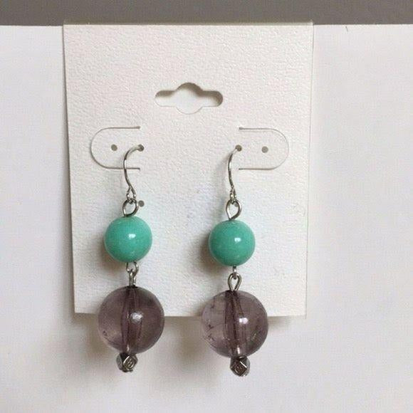 New Teal Gray Drop Earrings