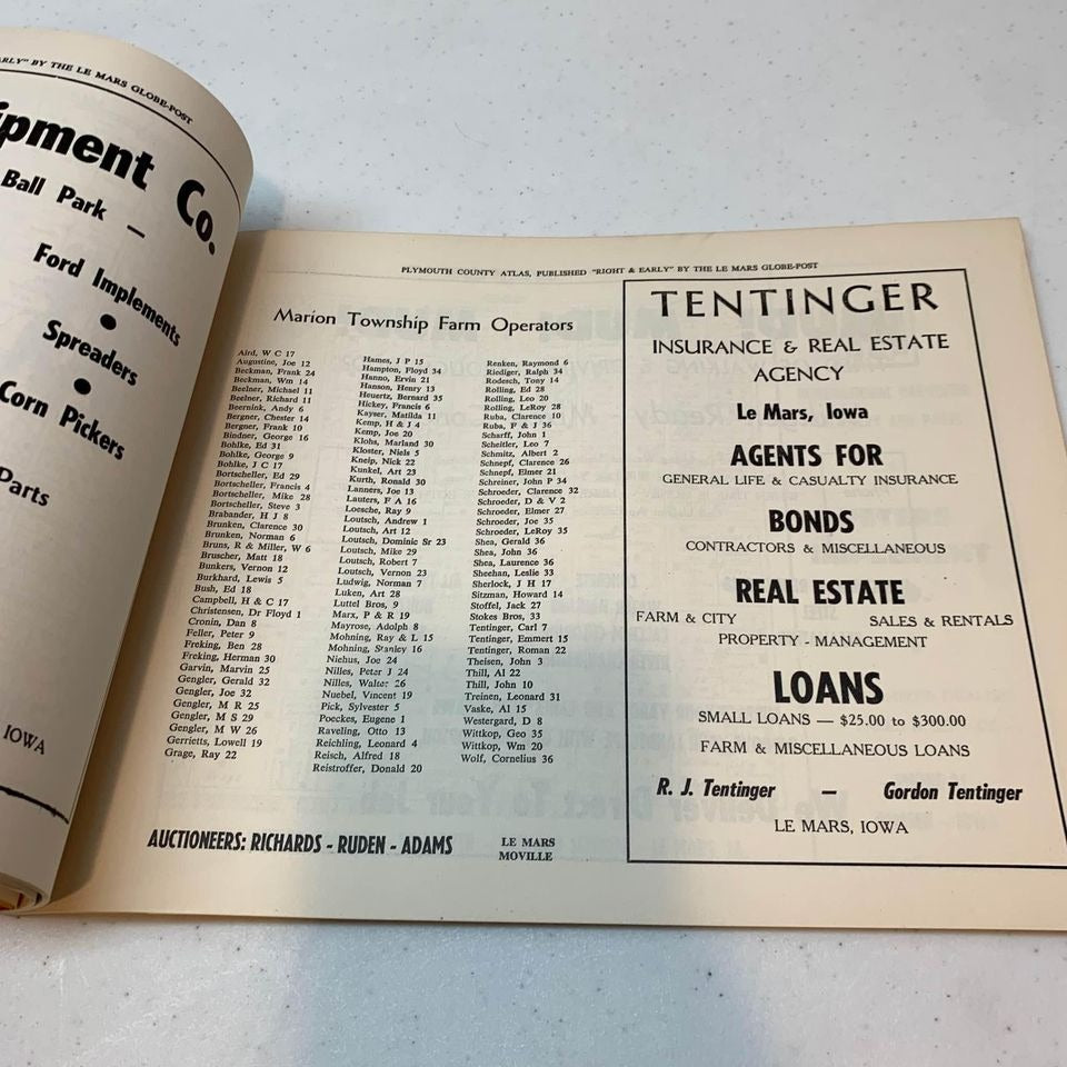 1953-1954 Plymouth County Atlas LeMars Iowa