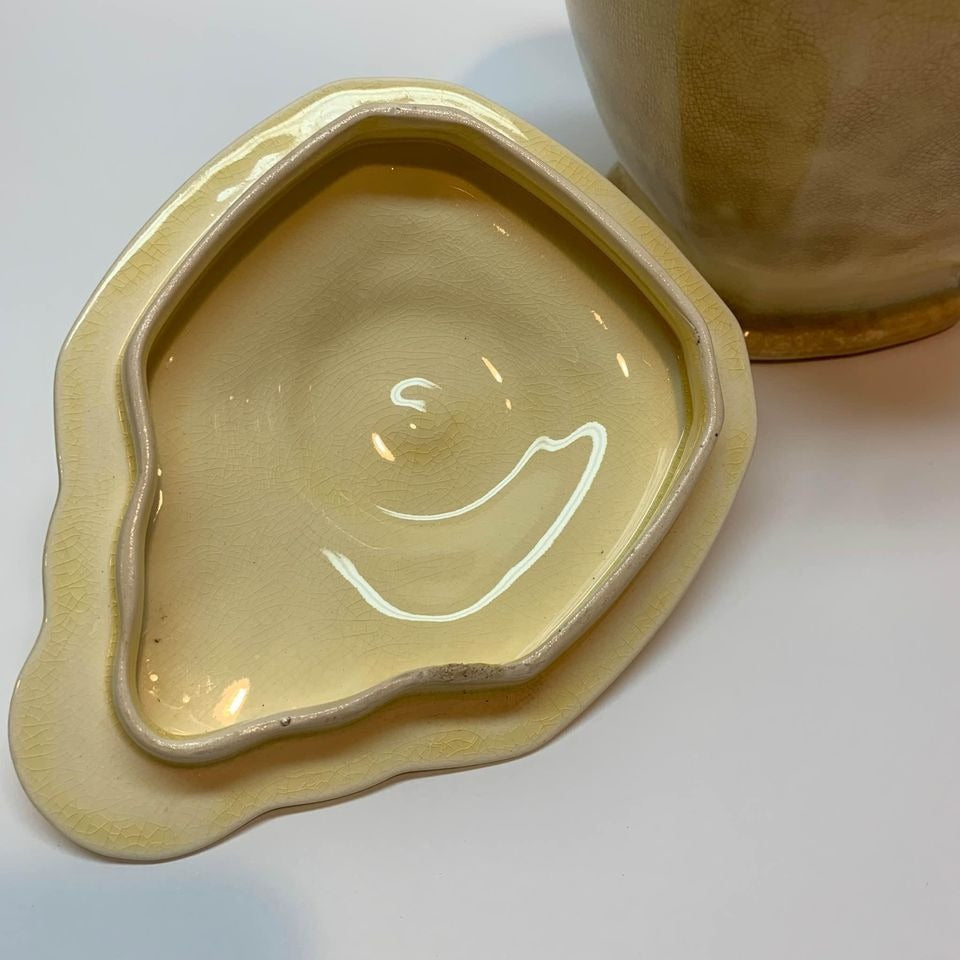 1932 Vintage Crown Potteries Company Yellow Lidded Pitcher