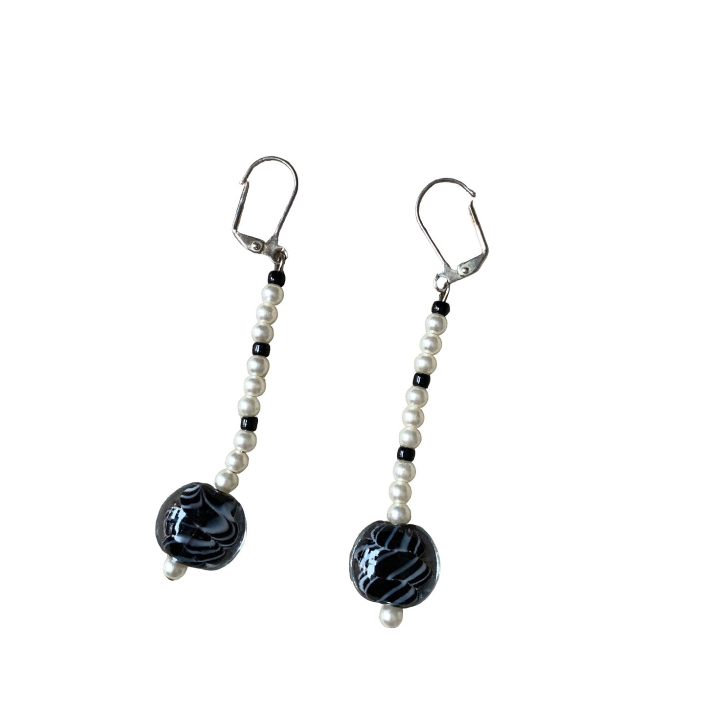 Vintage Glass Bead & Faux Pearl Necklace & Earrings Set