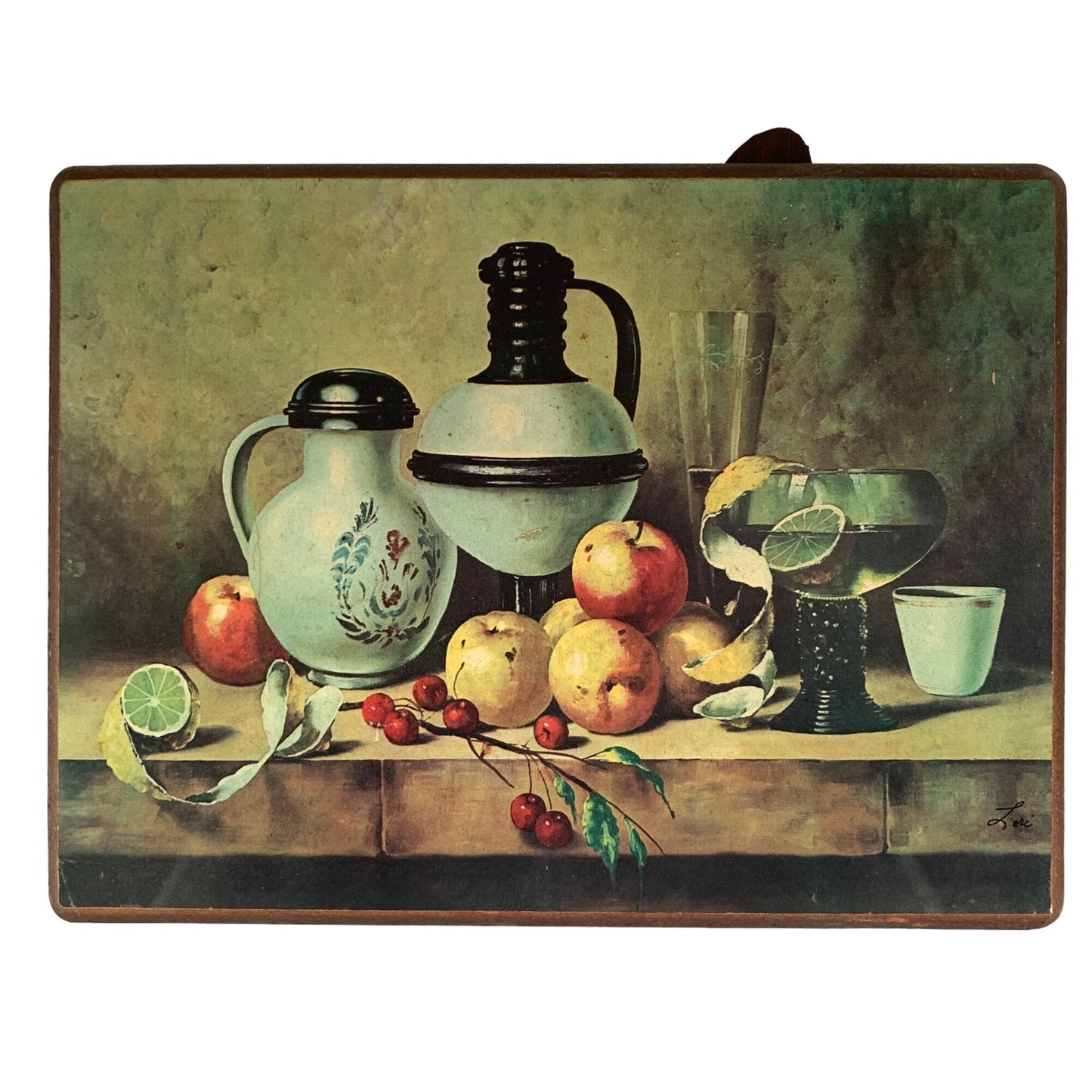 Vintage | 1970's Still Life Food Water Pitchers Signed Lori