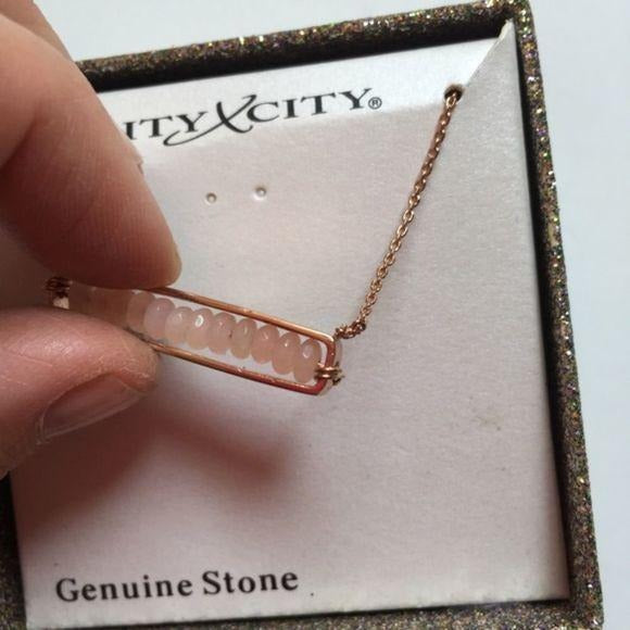City x City Rose Gold Pink Stone Necklace