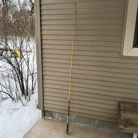 Vintage 6’ 6” Yellow Fiberglass Spinning Rod Japan Medium Heavy Action