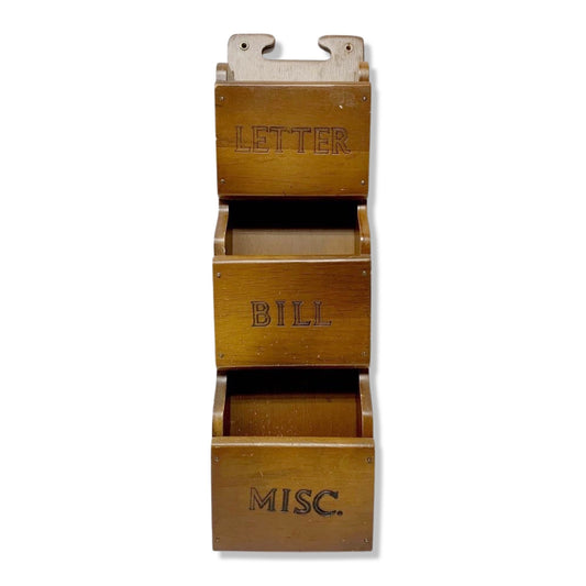 Vintage Hellerware Letter Bill Misc Mail Sorter Wooden Wood
