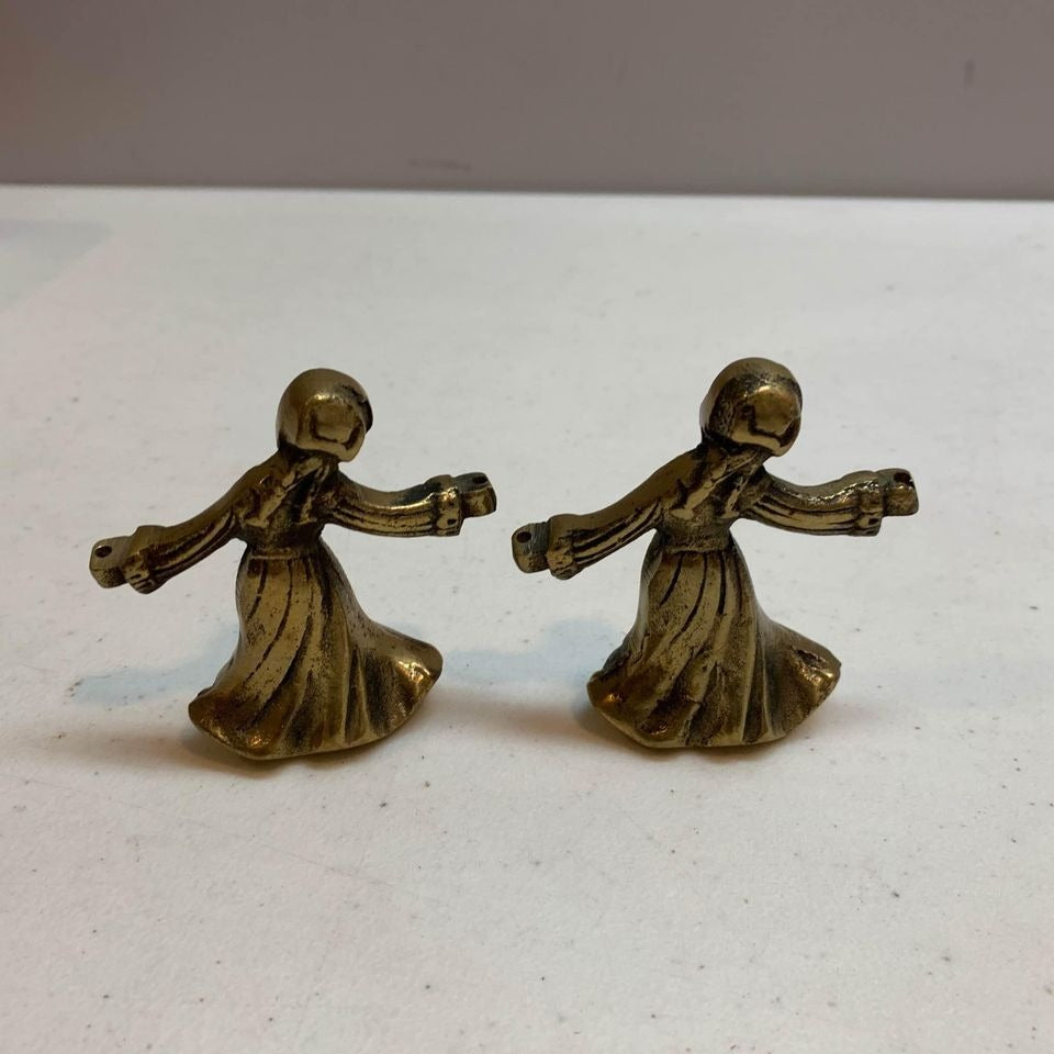 Vintage Brass Dutch Girls Pair of 2
