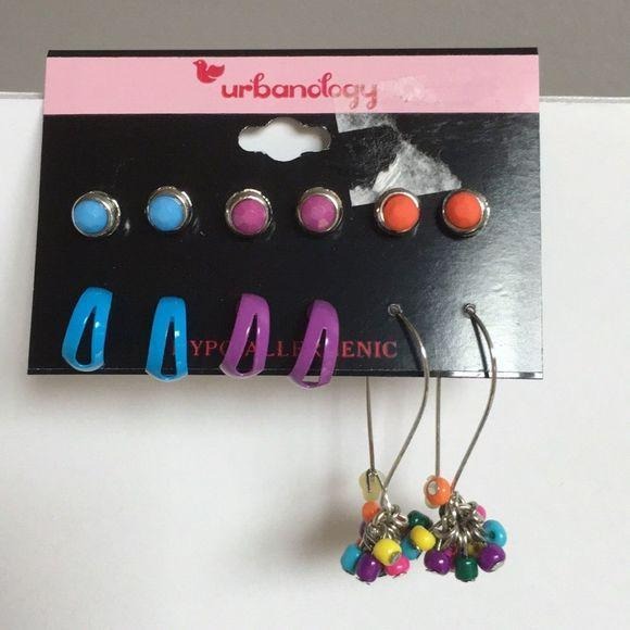 NEW Multi-Colored Earrings Set of 6 Pairs