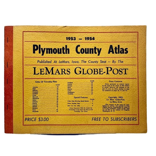 1953-1954 Plymouth County Atlas LeMars Iowa