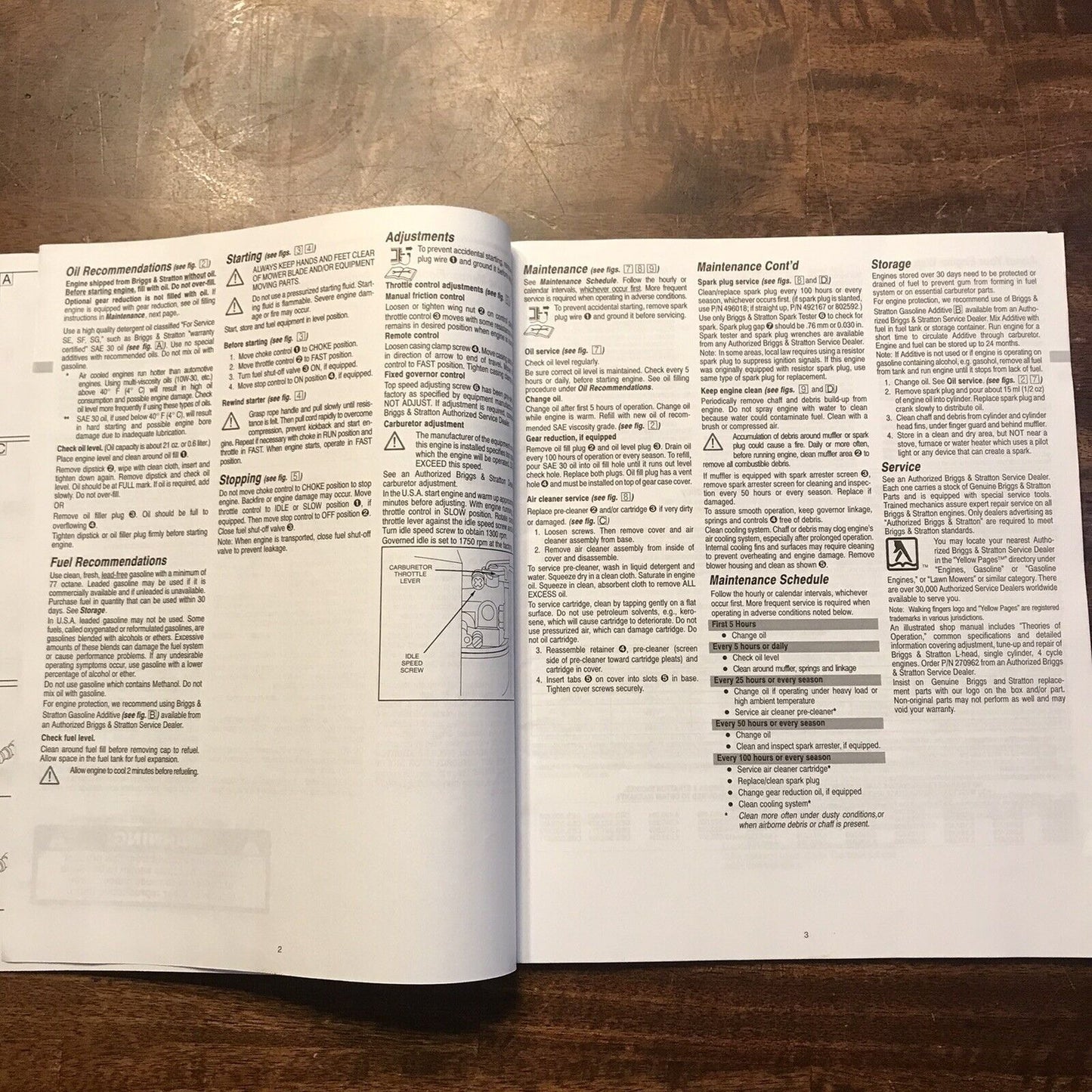 Briggs & Stratton Operator/Owner Maintenance Instruction Manual 93400