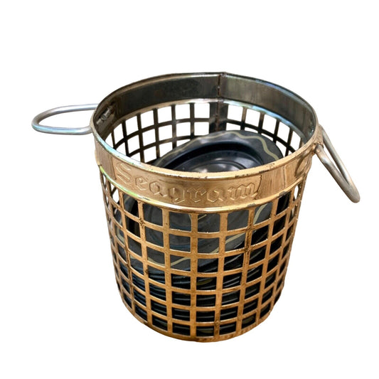 Vintage Seagram's Metal Jar with Coasters Set of 12